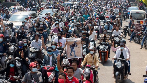 Demonstrasi di Myanmar (Foto: AFP/STR)