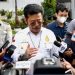 Menteri Pertanian Syahrul Yasin Limpo memberikan keterangan kepada awak media terkait ketersediaan stok beras nasional di Kompleks Istana Kepresidenan, Jakarta, pada Senin, 31 Oktober 2022. (Foto: BPMI Setpres)