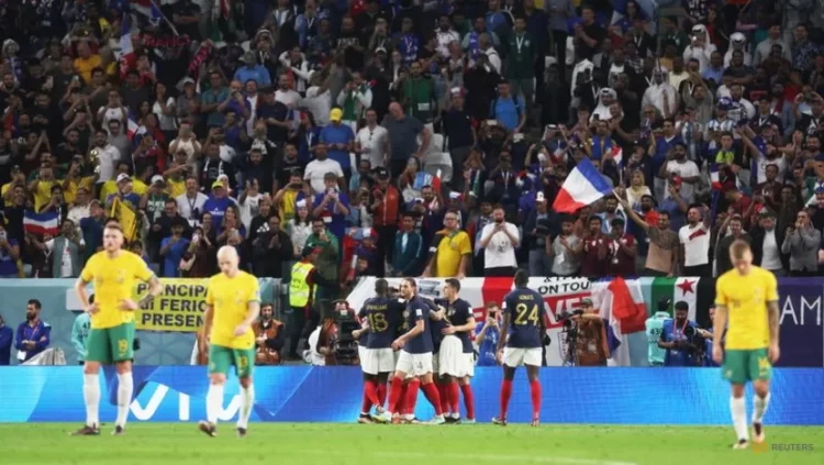 Selebrasi timnas Prancis merayakan gol Giroud. Foto : Reuters