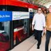 Presiden Joko Widodo menjajal Lintas Rel Terpadu (LRT) Jabodebek (Jakarta-Bogor-Depok-Bekasi) dari Stasiun Harjamukti, Depok, Jawa Barat hingga Stasiun Dukuh Atas, Jakarta Pusat, pada Kamis pagi, 3 Agustus 2023. Foto: BPMI Setpres